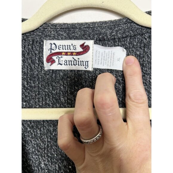 Penn’s Landing Knit Cardigan Sweater Mens Gray Button Down Vintage Size XL - Picture 3 of 6
